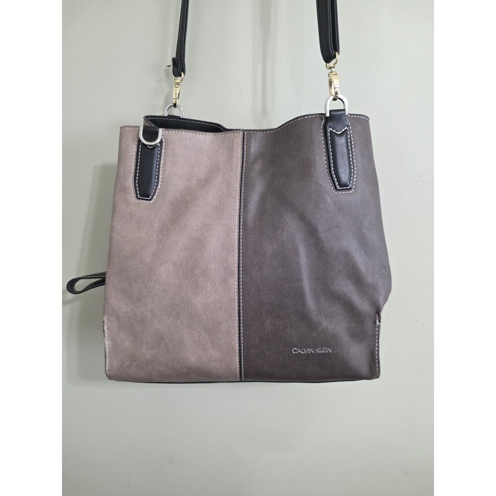Calvin Klein Women Elaine Hobo Shoulder Bag Purse Brown/White/Tan Leather